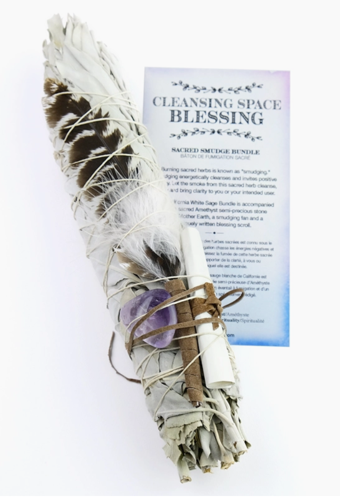 Blessing smudge bundle with Amethyst